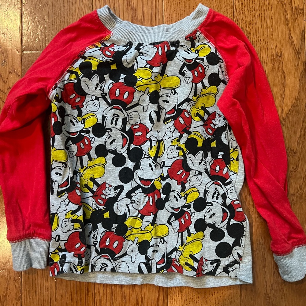 Disney Mickey Mouse Kids Long Sleeve Shirt - Red, Yellow, and Gray like new